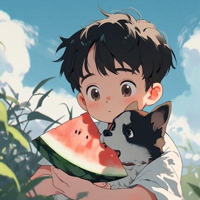 吃瓜少年情头,吃瓜少年们的甜蜜情头故事